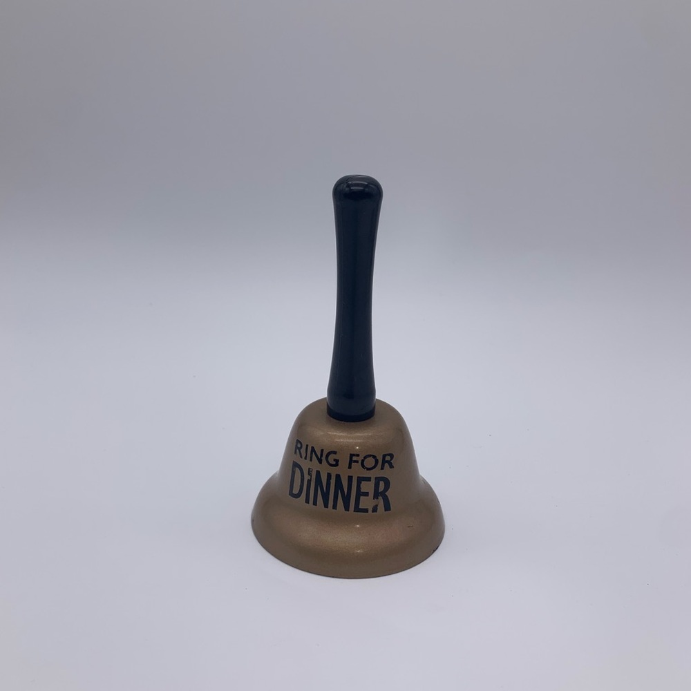 Vtg. “RING FOR DINNER” Bronze Desk Or Counter Bell With Spring Clapper - Picture 9 of 9